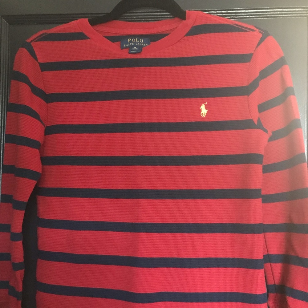 Boys Ralph Lauren V- Neck Long Sleeve Shirt